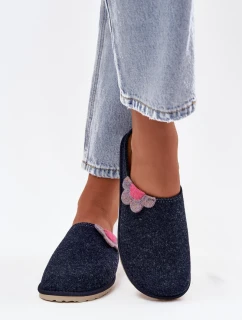 Dámske papuče s kvetom Inblu - tmavomodré