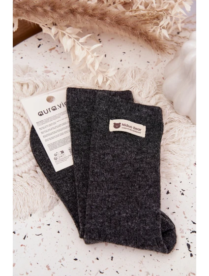 Dámske teplé vlnené ponožky s aplikáciou - tmavosivé Dámske teplé vlnené ponožky s aplikáciou - tmavosivé
