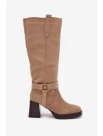 Dámske zateplené čižmy 1825 beige - Style