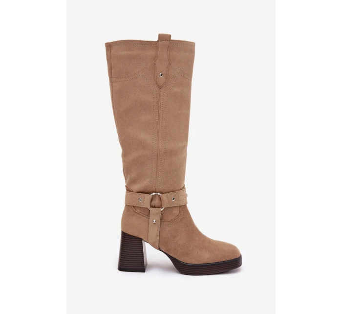 Dámske zateplené čižmy 1825 beige - Style