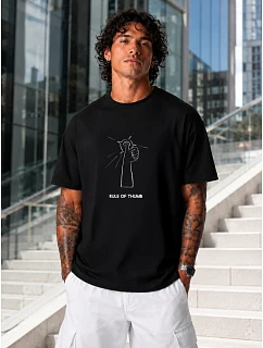 Tshirt męski bawełniany oversize z nadrukiem czarny model 22208736 - FashionStreet