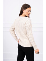 Pletený sveter s výstrihom do V béžový
