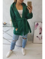 Zateplená bunda s vázáním v pase tmavě zelená