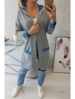 Dvojfarebná pláštenka s kapucňou nevädza + sivá Dvojfarebná pláštenka s kapucňou nevädza + sivá