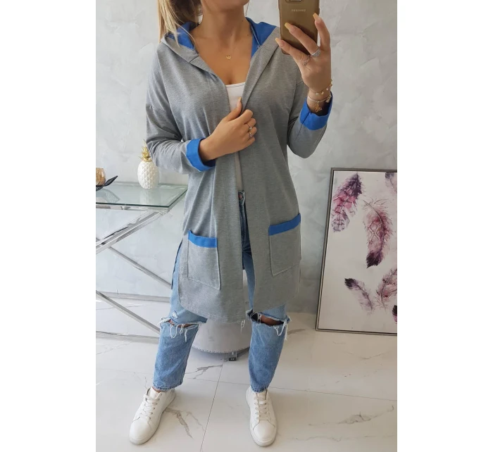 Dvojfarebná pláštenka s kapucňou nevädza + sivá Dvojfarebná pláštenka s kapucňou nevädza + sivá