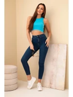 Dámsky krátky bavlnený top s rebrovaním a strapcami Tyrkysová