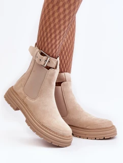 Kůže Botky Na Masivní Podrážce Světle Béžové model 21640452 - Boto