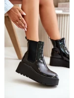 dámské kotníkové boty na platformě a černé model 21667292 - Boto
