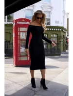 M757 Bodycon šaty na ramienka - čierne M757 Bodycon šaty na ramienka - čierne