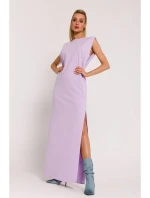 M790 Maxi šaty s ramennými vypchávkami - fialové M790 Maxi šaty s ramennými vypchávkami - fialové
