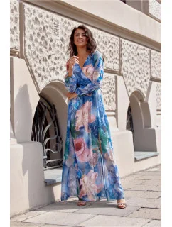 Denné šaty SUK419-200470 modro-ružové - Roco Fashion