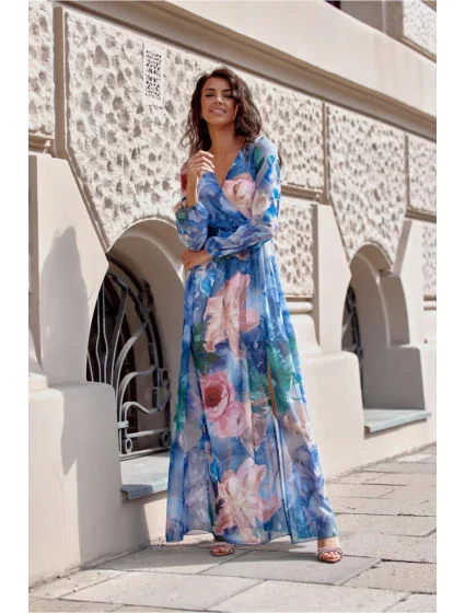 Denné šaty SUK419-200470 modro-ružové - Roco Fashion