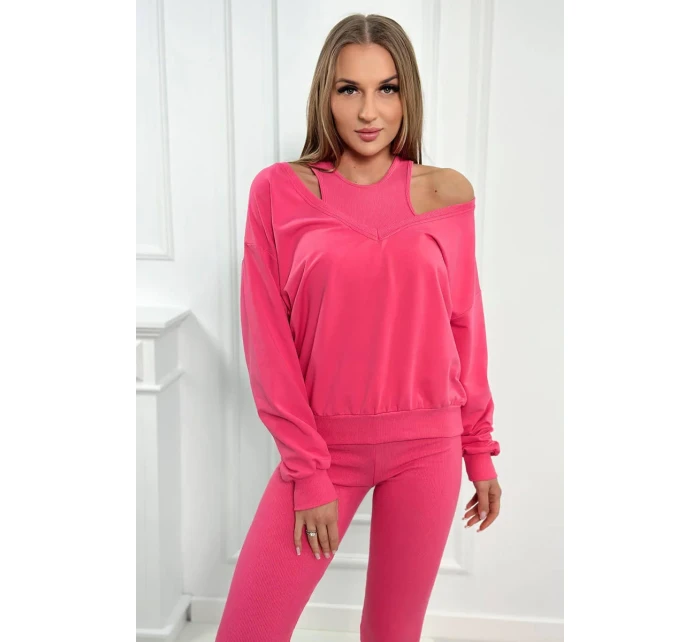 model 18752912 sada mikina + top + legíny malinová - K-Fashion model 18752912 sada mikina + top + legíny malinová - K-Fashion