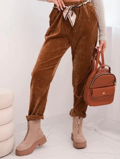 Dámske viskózové nohavice so šatkou v páse camel