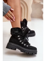 Dámské Šněrovací Boty S Kožíškem Černé model 21679564 - Boto Dámské Šněrovací Boty S Kožíškem Černé model 21679564 - Boto