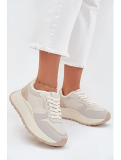 Ocieplane Sneakersy Damskie Na Platformie Big Star SS274008 HI-POLY SYSTEM Jasnobeżowe