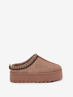 Detské/módne snežnice Jolisse s výšivkou na platforme - khaki