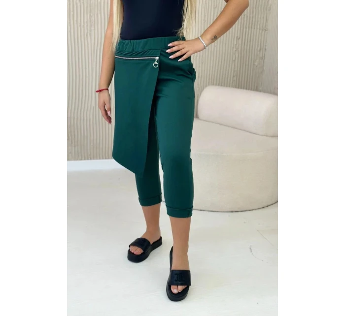 Zimní kalhoty s ozdobným zipem model 20843835 tmavě zelené - Kesi Zimní kalhoty s ozdobným zipem model 20843835 tmavě zelené - Kesi