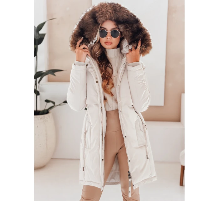 Dámská zimní bunda parka s kapucí světle béžová Dstreet model 21991276 - FashionStreet