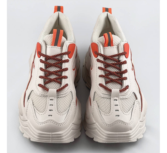 Béžovo-oranžové dámske športové topánky s vysokou podrážkou (RA15)