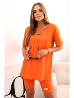 Dámský bavlněný komplet s krátkým rukávem a šortkami tmavě oranžová Dámský bavlněný komplet s krátkým rukávem a šortkami tmavě oranžová