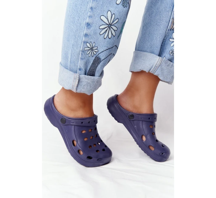 Damskie Klapki Granatowe Piankowe  EVA