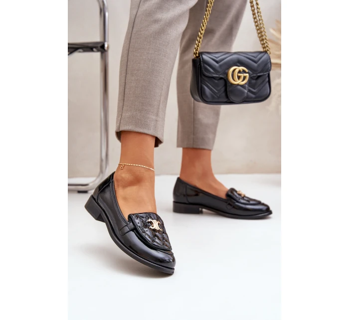 Kožené Lakované Mokasíny Se Zlatou Dekorací Laura model 21683149 Černé - Laura Messi