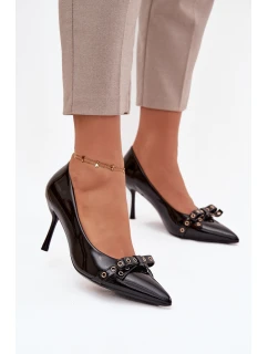 Lakované lodičky s mašlí Černé Janisse