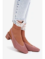 Materiálové dámské sandály na podpatku Růžové Marcelle