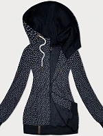 Dámska otvorená mikina so srdiečkami, tmavomodrá (2315)