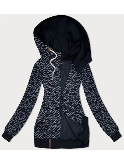 Tmavě modrá rozepínací dámská mikina se vzorem model 19727278 - 6&8 Fashion