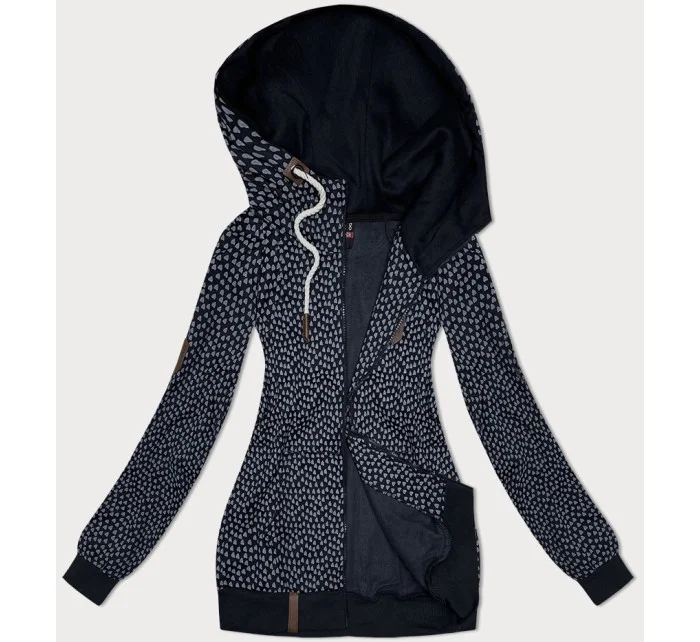 Tmavě modrá rozepínací dámská mikina se vzorem model 19727278 - 6&8 Fashion