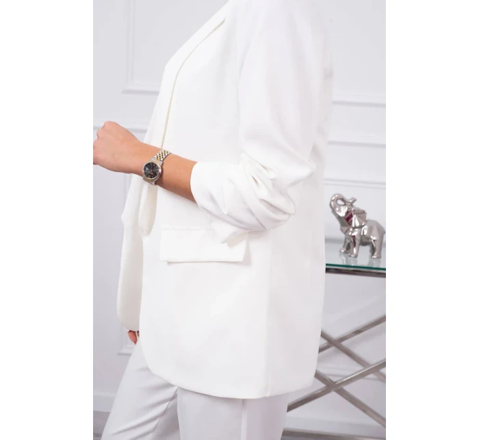 Elegantná súprava saka a nohavíc vo farbe ecru