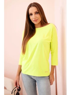 Dámska blúzka s lodičkovým výstrihom žltá neónová