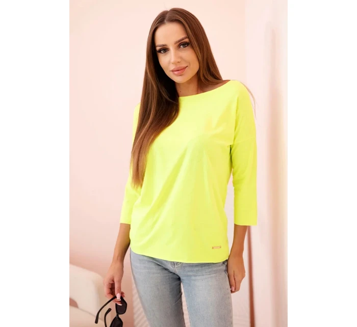 Dámska blúzka s lodičkovým výstrihom žltá neónová