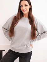 Dámska mikina z elastického bavlneného materiálu basic s okrúhlym výstrihom sivá