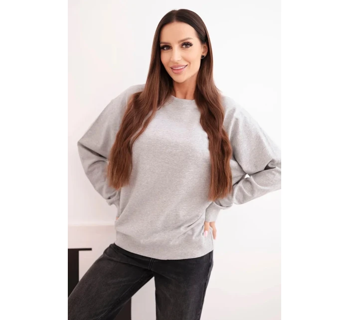Dámska mikina z elastického bavlneného materiálu basic s okrúhlym výstrihom sivá
