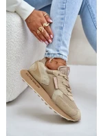 Skórzane Sneakersy Damskie Big Star OO274564 Hi-Poly System Beżowe Skórzane Sneakersy Damskie Big Star OO274564 Hi-Poly System Beżowe