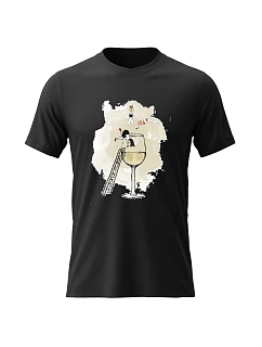 Dámské bavlněné tričko s potiskem - SKOK DO VÍNA - černé