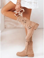 Dámské semišové béžové kozačky Dstreet model 21993751 - FashionStreet