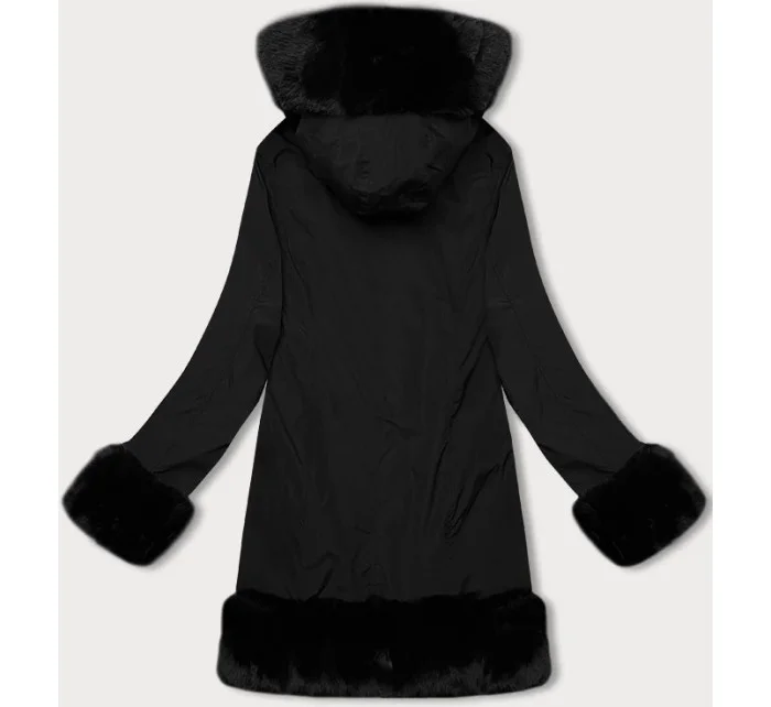 Černá dámská bunda s kožešinovou podšívkou model 21247366 - J.STYLE