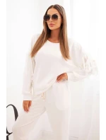 Dámsky set s maslovými rukávmi a strapcami ecru