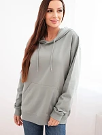 Dámska mikina s kapucňou a klokankou z bavlny tmavá mentolová