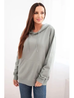 Dámska mikina s kapucňou a klokankou z bavlny tmavá mentolová