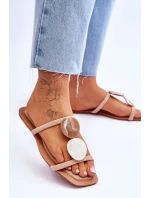 Zamszowe Klapki Z Ozdobami Nude Victoria Zamszowe Klapki Z Ozdobami Nude Victoria