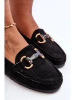 Kožené Dámské Mokasíny S Ozdobou Černé model 21629463 - Boto