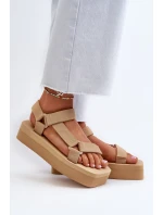 Sandały Damskie Na Platformie Beżowe Edireda Sandały Damskie Na Platformie Beżowe Edireda