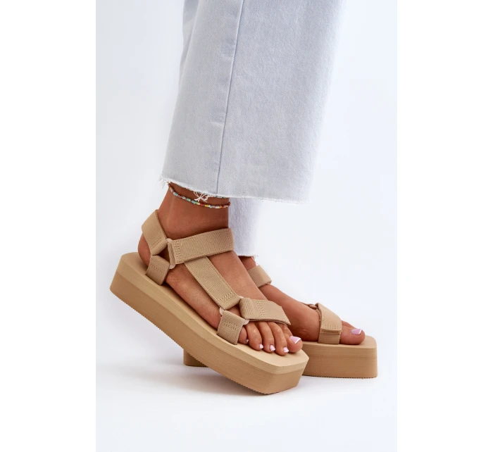 Sandały Damskie Na Platformie Beżowe Edireda Sandały Damskie Na Platformie Beżowe Edireda
