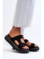 Zdobione Klapki Damskie Na Platformie Czarne Jestella