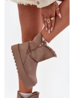 Damskie Śniegowce Na Platformie Z Futerkiem Ciemnobeżowe Evelira Damskie Śniegowce Na Platformie Z Futerkiem Ciemnobeżowe Evelira